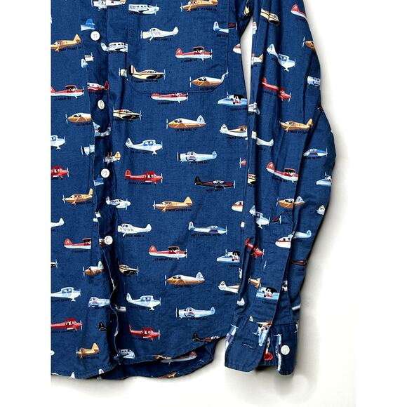 Vintage JOHNNY COTTON Aviation planes print long sleeved shirt SIZE SMALL - Picture 4 of 6
